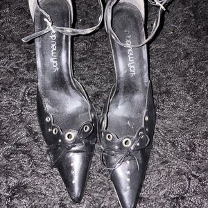 Tip Top New York Black Lace-Up Heels